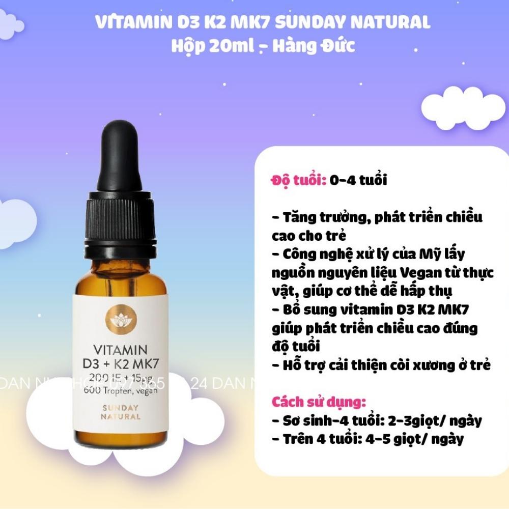 Vitamin D3 K2 MK7 Sunday Natural 20ml Đức - Shop Mecici