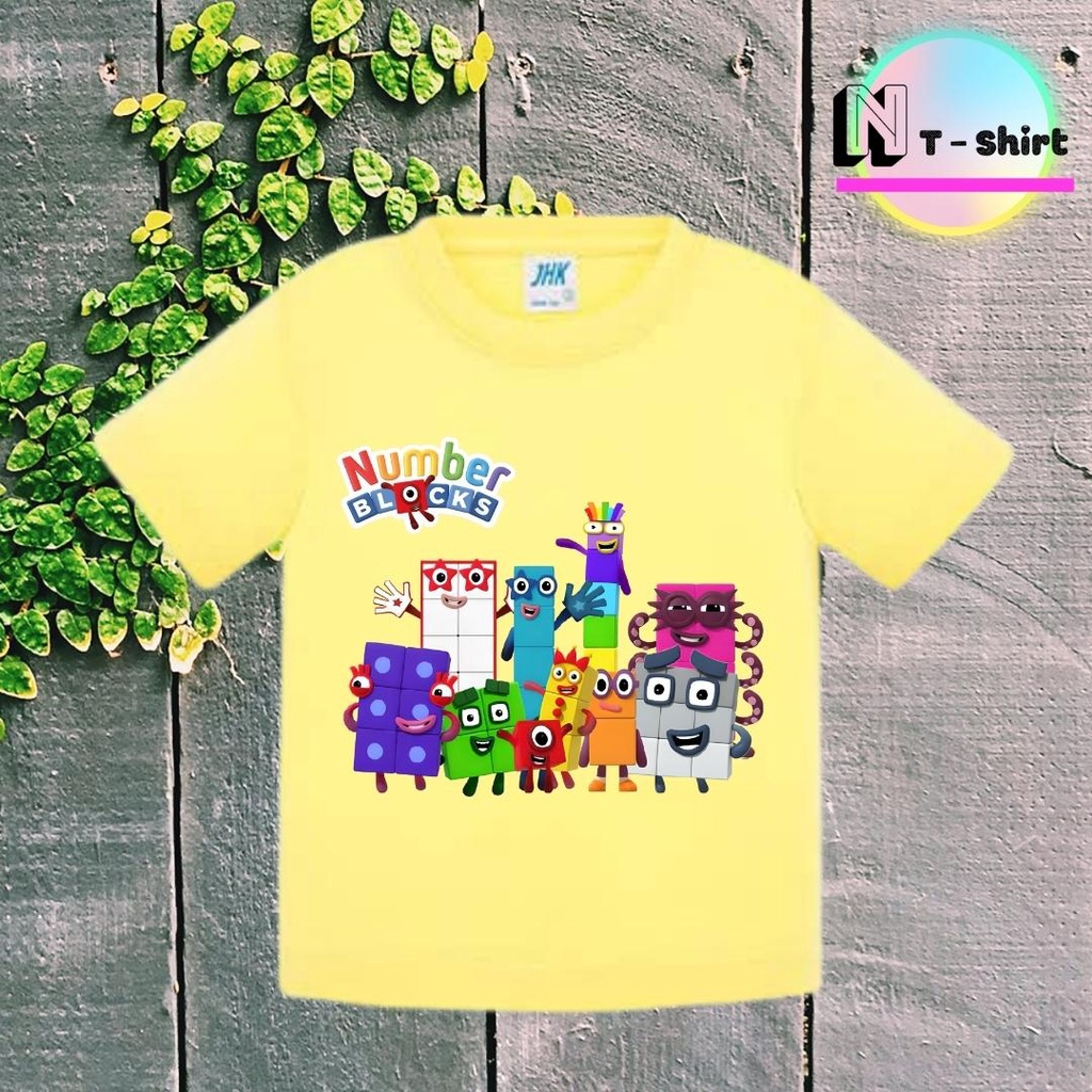Áo thun cho bé trai và bé gái in hình hoạt hình Number Blocks dễ thương, chất liệu cotton mềm mịn thoáng mát NTShirt 14