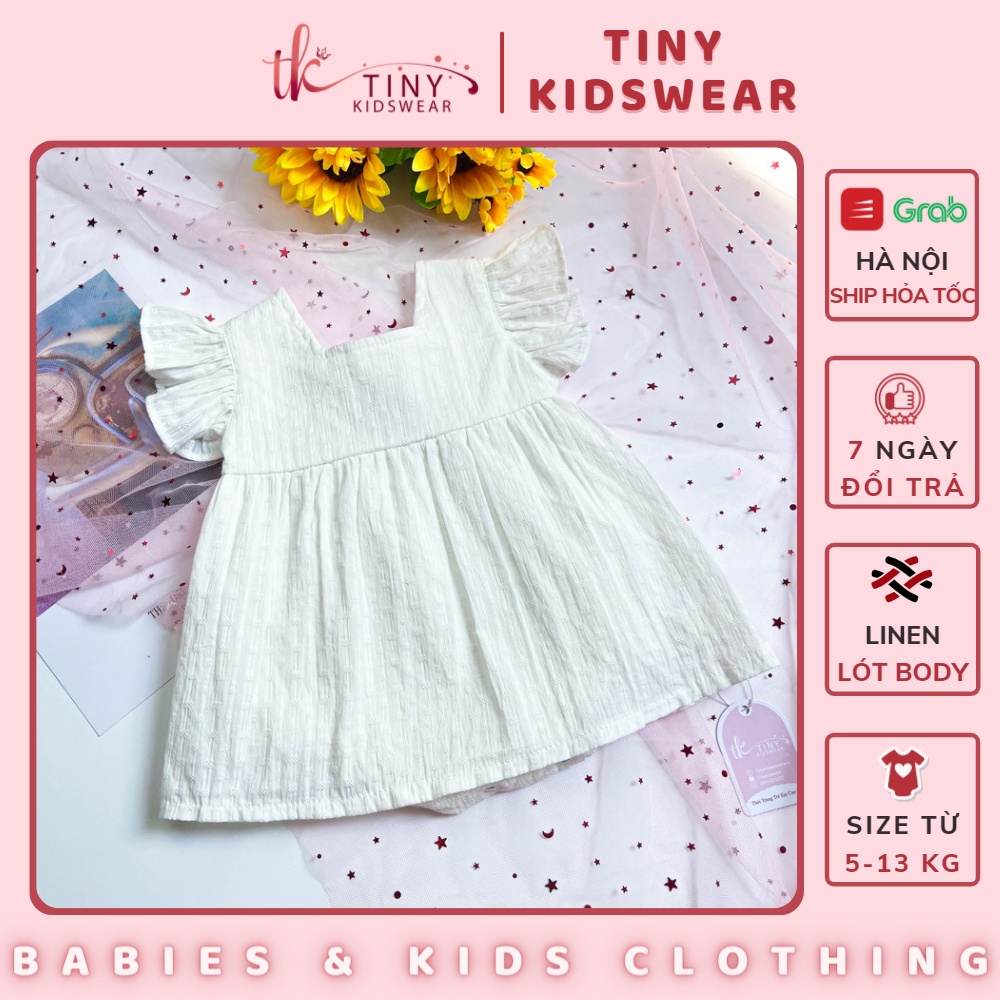 Body váy cánh tiên cổ vuông nơ lưng cho bé gái từ 5-13kg [GB7]