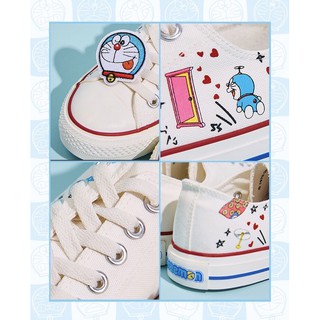 Giày Sneaker Trắng Viền Đỏ Doremon Doraemon