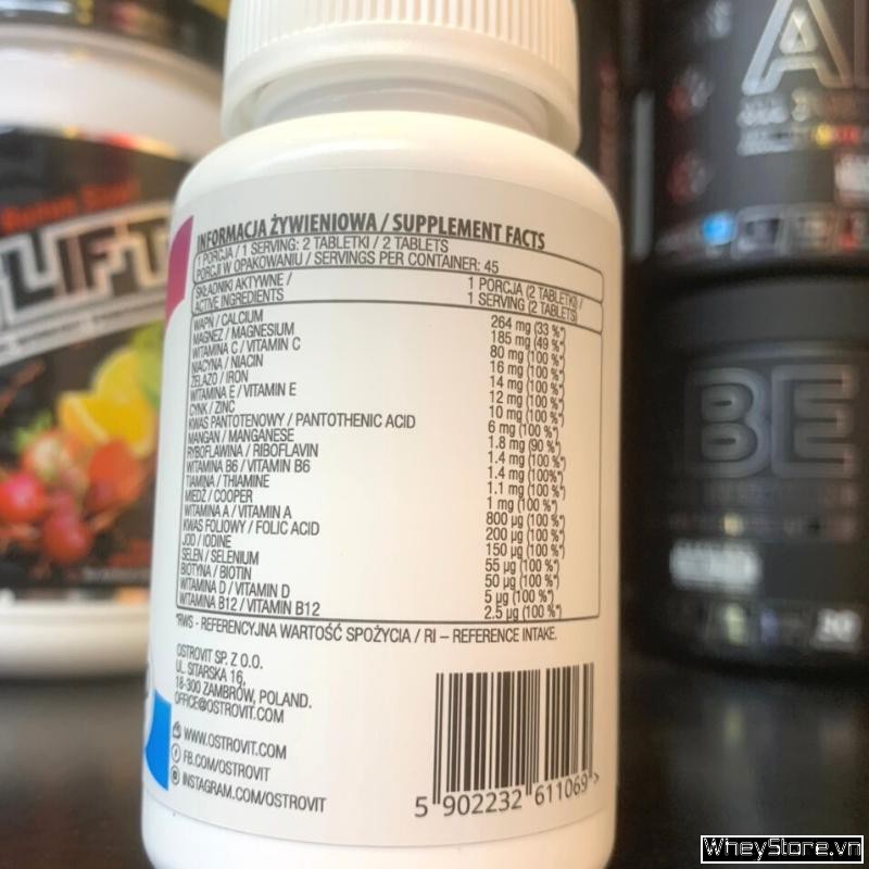 Sản phẩm bổ sung Vitamin Khoáng Ostrovit VIT&MIN 100% 90 Viên Chính Hãng