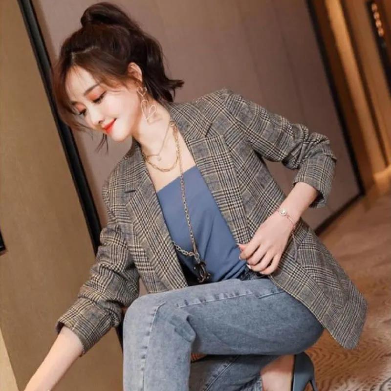 Áo khoác blazer dạ kẻ/Áo vest dạ kẻ phom nhỏ 2 lớp ulzzang Hàn Quốc hottrend