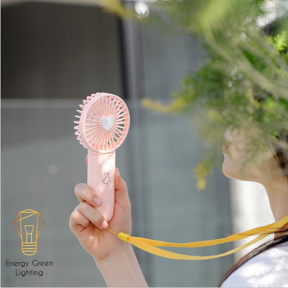Quạt Mini Cầm Tay Energy Green Lighting Tích Điện FS-i8 - Dây Treo Tiện Lợi - 3 Tốc Độ Gió Siêu Mát