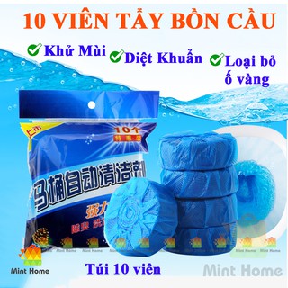Combo 10 viên tẩy thả nước bồn cầu nén bột gel dạng viên giúp diệt khuẩn thông cống khử mùi bồn cầu toilet nhà vệ sinh