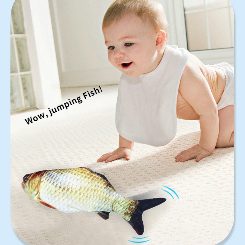 Đồ Chơi Con Cá Nhảy Múa Chạy Điện Cổng Sạc USB Cho Trẻ Em