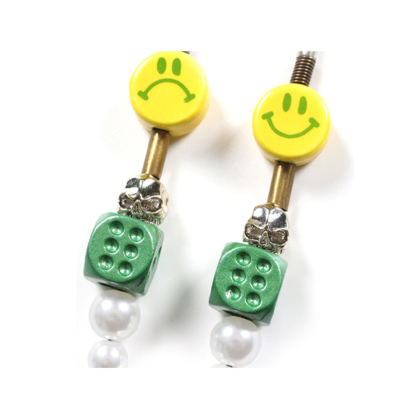Dây chuyền 22641 mặt xúc xắc xanh lá / mặt cười / ngọc trai / bướm chất liệu gốm thời trang hip hop cho cặp đôi