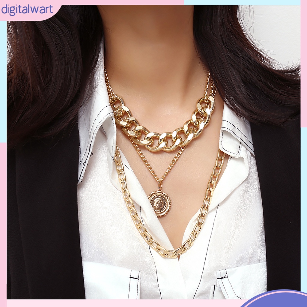 Dây chuyền nữ nhiều lớp mặt khắc chữ QUEEN phong cách hip hop