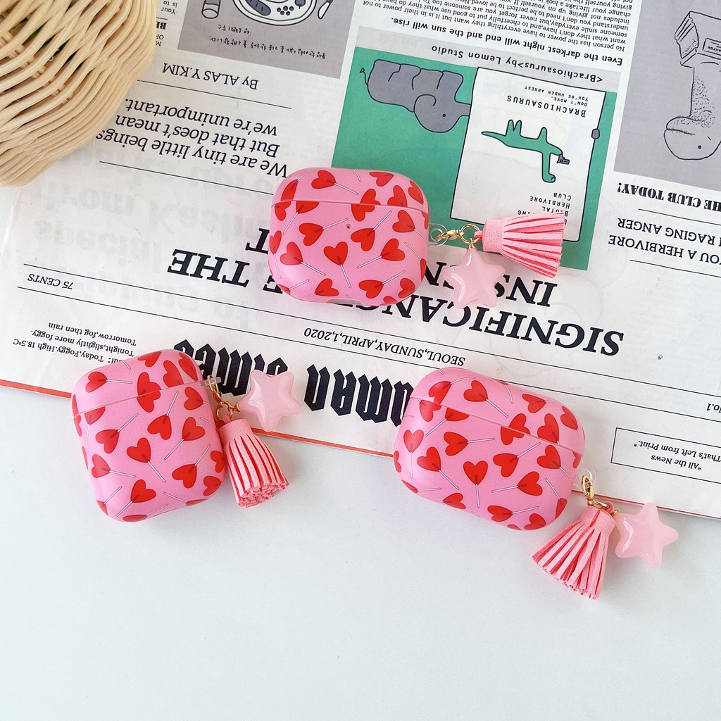 Vỏ Bảo Vệ Hộp Sạc Tai Nghe AirPods3 Pro AirPods2gen Màu Hồng Họa Tiết Trái Tim Dễ Thương 2021 Ốp