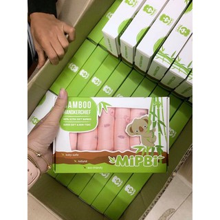 Set 6 khăn sữa sợi tre 3 lớp Mipbi 30x30cm cho bé, khăn mặt trẻ em mềm mại thấm hút - Monnie Kids