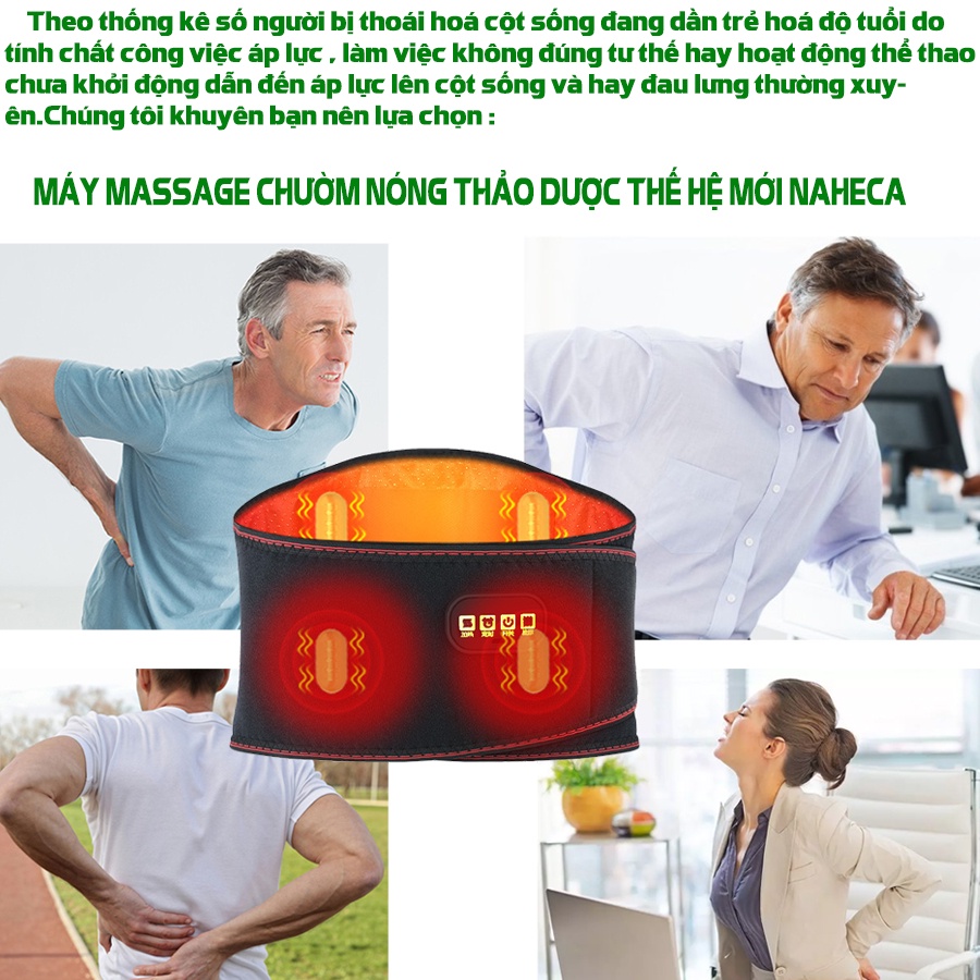 Đai lưng cột sống massage chườm nóng thảo dược lưng không dây SPL giảm đau lưng thoát vị đĩa đệm