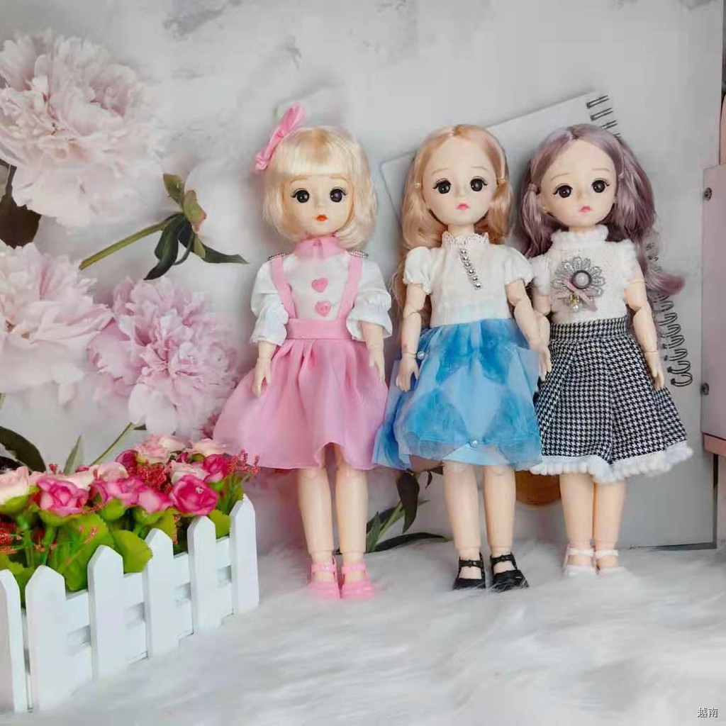 ♠♝30 cm Búp bê Barbie 21 khớp 3D mắt giống công chúa bjd cô gái chơi nhà quà