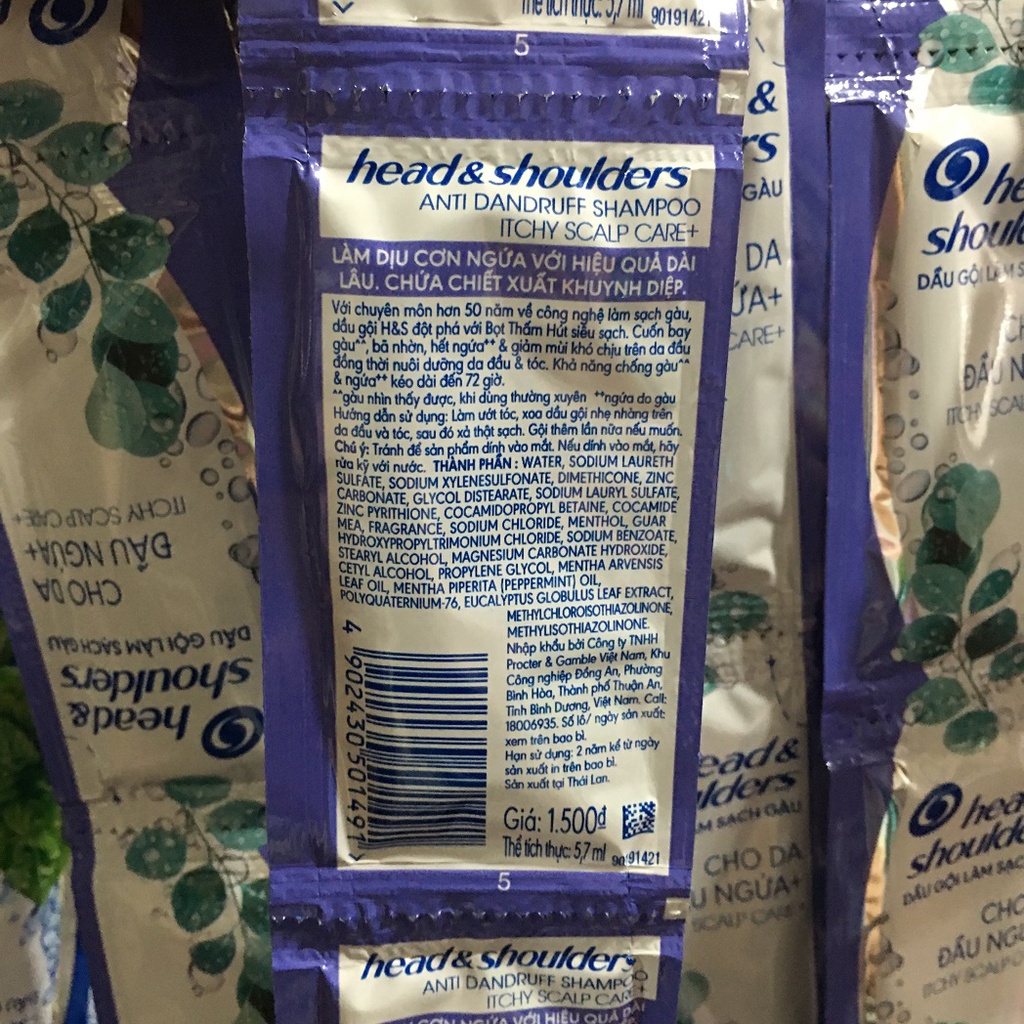 1 dây dầu gội sạch gàu Head &amp; Shoulders cho da đầu ngứa