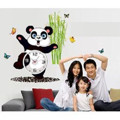 Đồng hồ treo tường Coma hình Gấu Trúc Panda kết hợp Decal trang trí cho phòng bé thêm sống động.