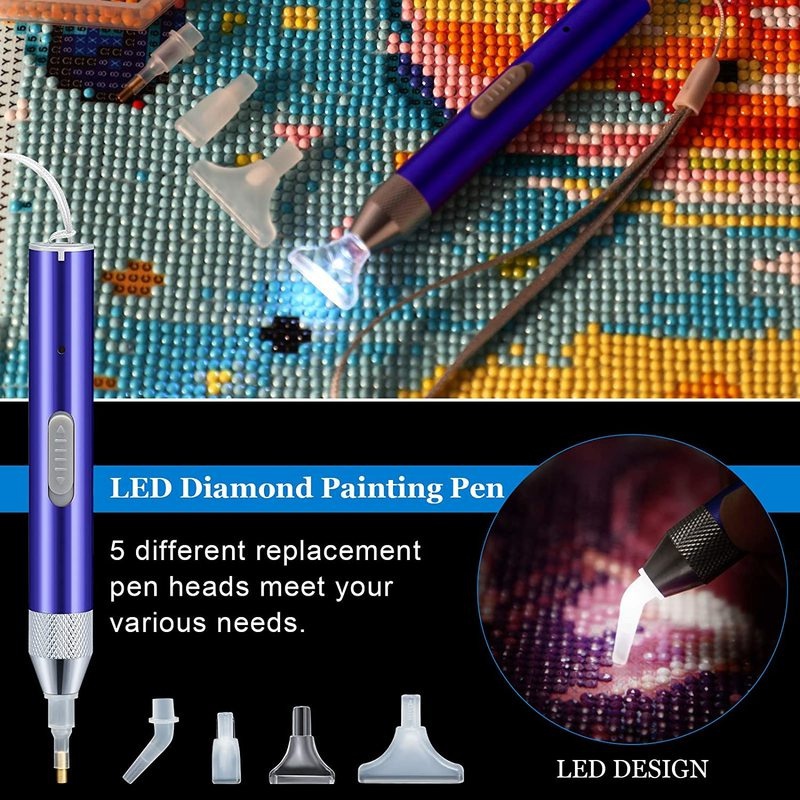 1 bộ bút đính đá có đèn LED dùng làm tranh đính đá DIY