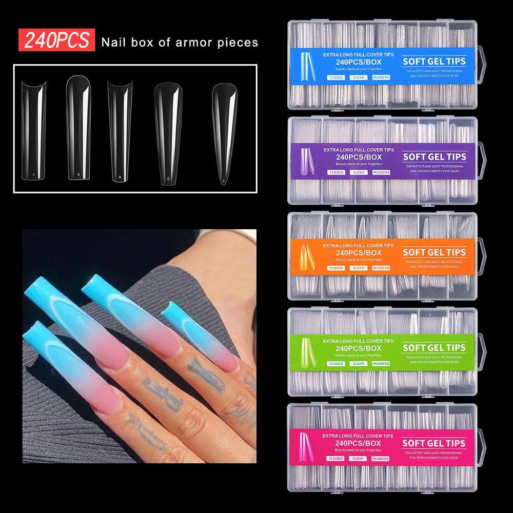BORAG Hộp 240 Móng Tay Giả Trong Suốt Bằng Nhựa Acrylic