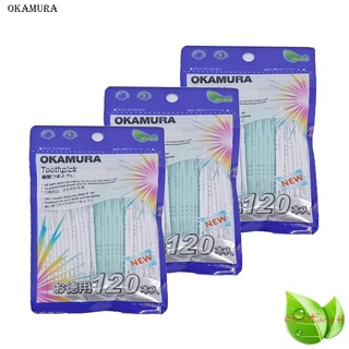 Okamura- Combo 3 Bịch Tăm nhựa nha khoa cao cấp tiện dụng Nhật bản (gói 120 chiếc*3)