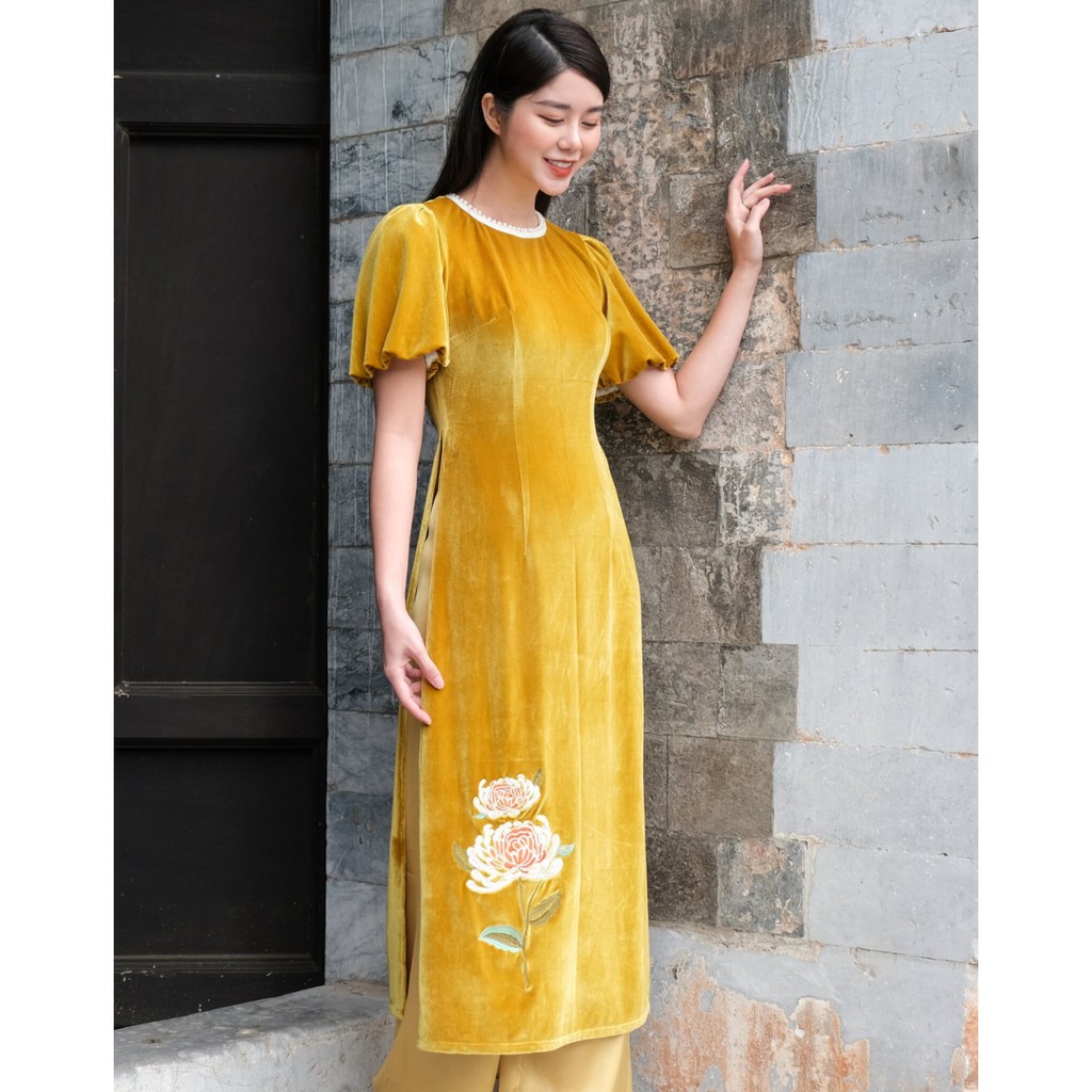 Set Áo Dài Nữ Tay Bồng Thêu Hoa DIDO