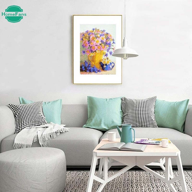 Bộ tranh đính đá 5D họa tiết hoa hoàng đạo độc đáo kích thước 30x40cm DIY dùng trang trí nhà cửa