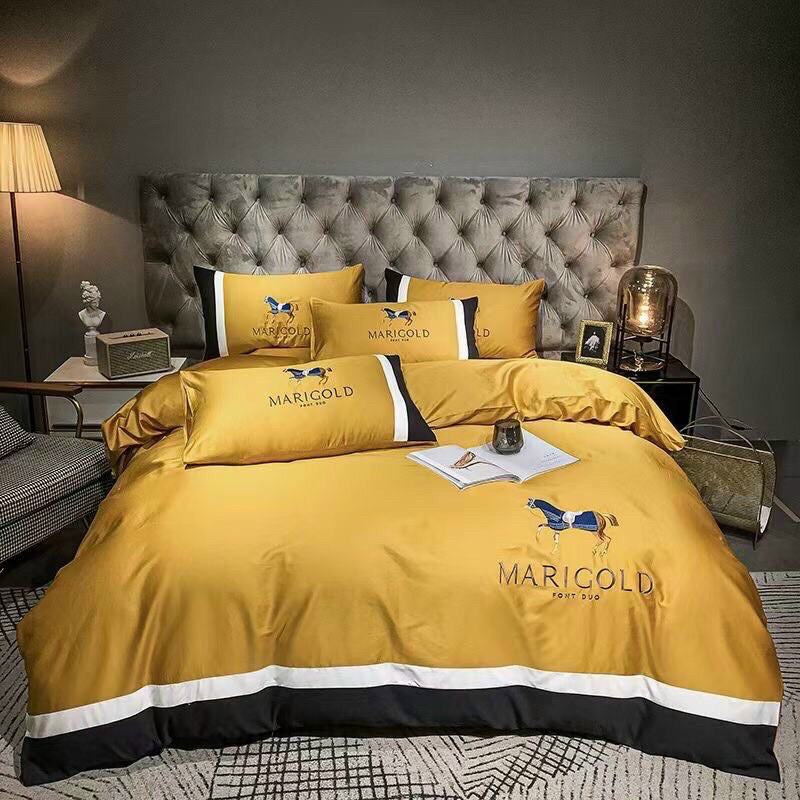 Bộ chăn ga gối drap giường chất vải cotton lụa MARIGOLD
