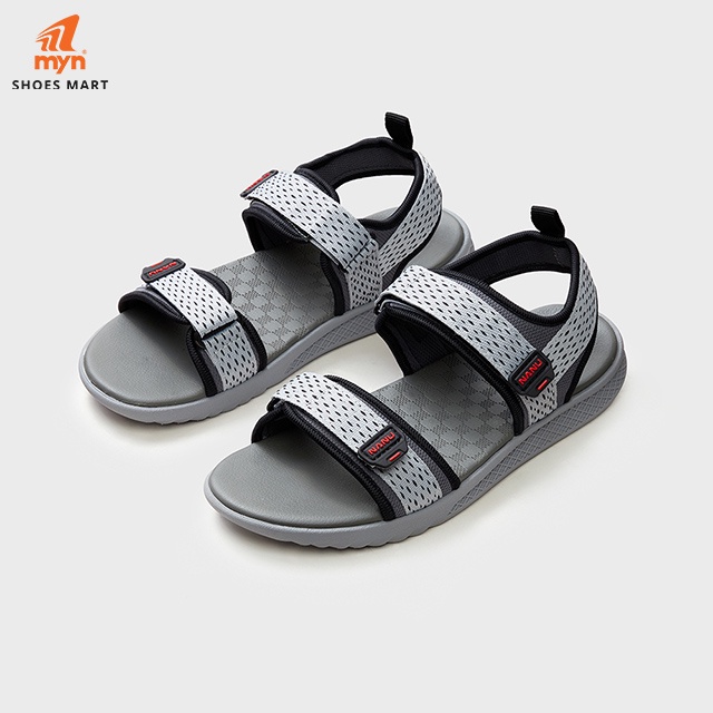 Sandal Nam Nanu F2 đế bằng họa tiết sọc đen màu all grey