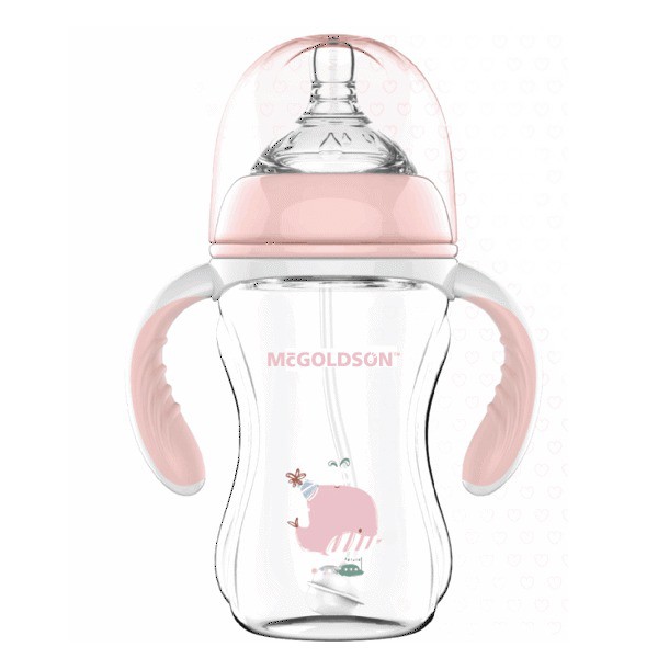 Bình Sữa PP Cổ Rộng Cao Cấp McGOLDSON 180ml/240ml Có Van Chống Sặc Tặng Ty giả có nắp cho bé