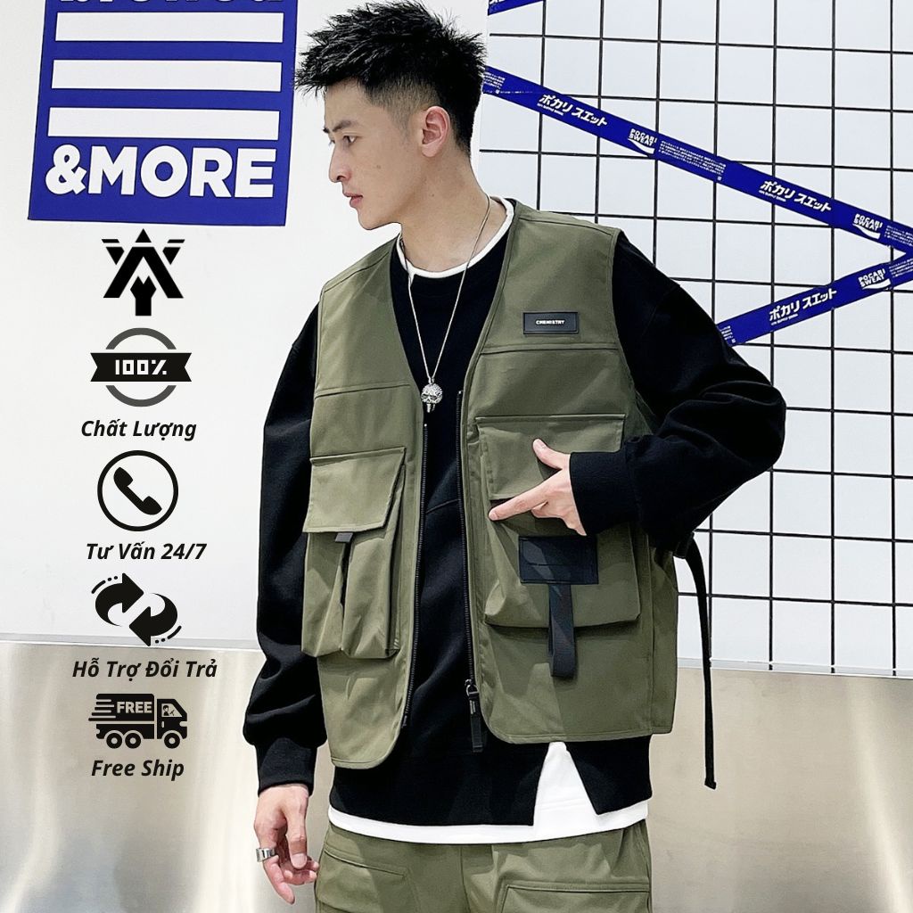 Áo Gile ANYOUNG Áo Gile Vest Nam Nữ Form Rộng Oversize Phong Cách Đường Phố Hàn Quốc Hot Nhất Năm 2022 GL28