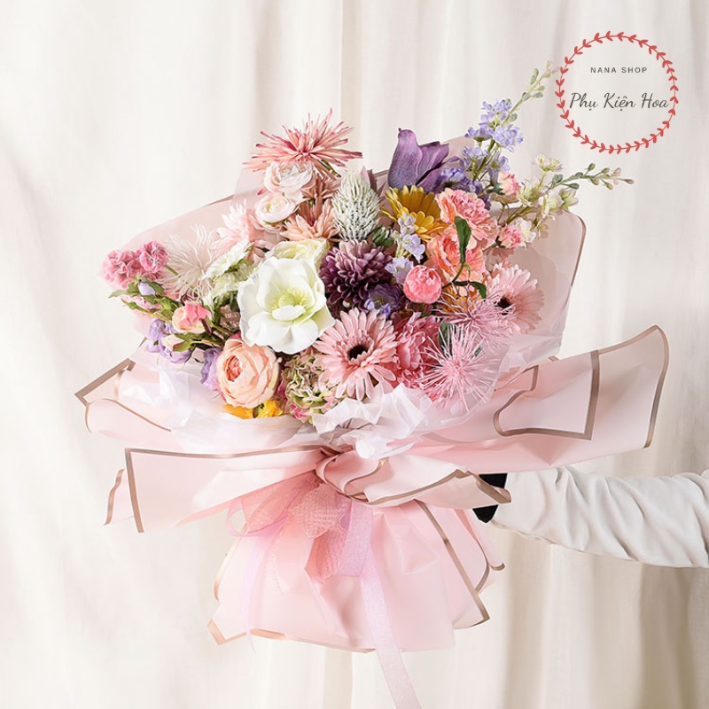 Giấy Gói Hoa Khổ 58*58cm ❤️Bóng Mờ Viền Đồng❤️ Cao Cấp, Không Thấm Nước, Hàng Loại 1