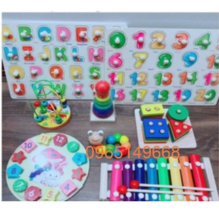 Bộ 8 món đồ chơi gỗ phát triển tư duy sớm Cho Bé (Đồ Chơi Trẻ Em)