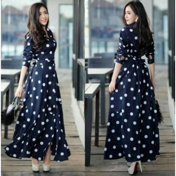 Đầm Dáng Dài Họa Tiết Chấm Bi Dễ Thương Cho Nữ (v9336) | BigBuy360 - bigbuy360.vn