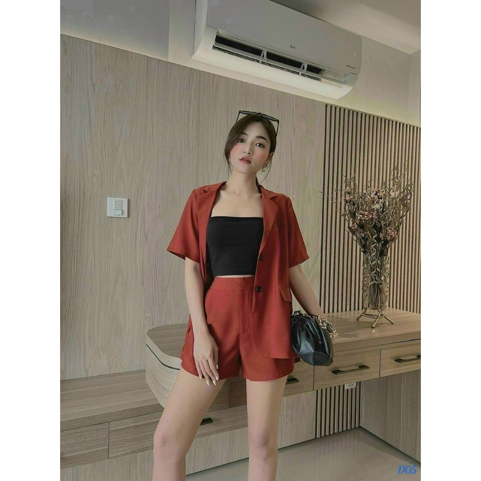 [sale sốc 50% free ship] Set 3 món đi chơi phong cách cá tính trẻ trung vs set ford quần đùi áo khoác giả vest kèm lót