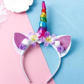 Cute Unicorn  Girls Flower Cat Ears Headbands Children Headwear Photo Props Party Hair Hoop  Kids Hair Accessories