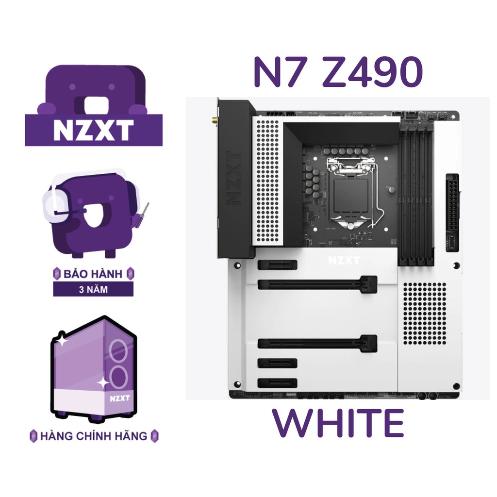 Bo Mạch Chủ NZXT N7-Z490 MOTHERBOARD Màu Trắng