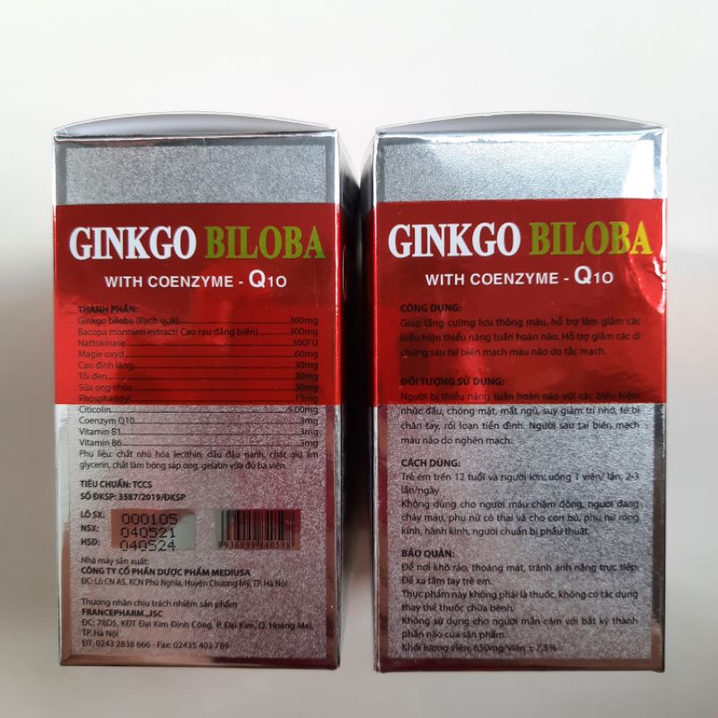 HOẠT HUYẾT DƯỠNG NÃO - GINKGO BILOBA 360mg with coenzym Q10 đỏ