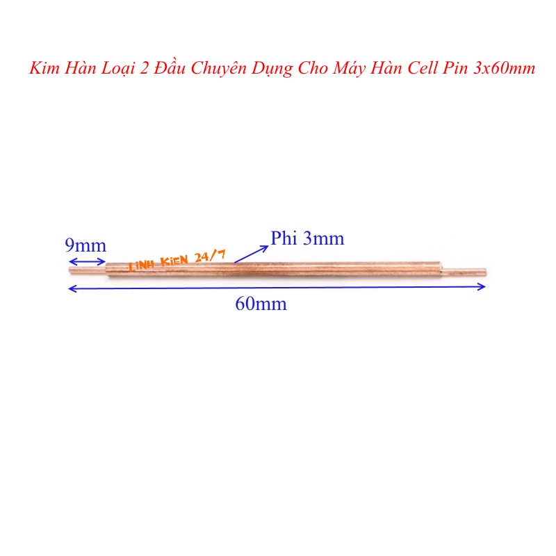 Kim Hàn Loại 2 Đầu Chuyên Dụng Cho Máy Hàn Cell Pin 3x60mm