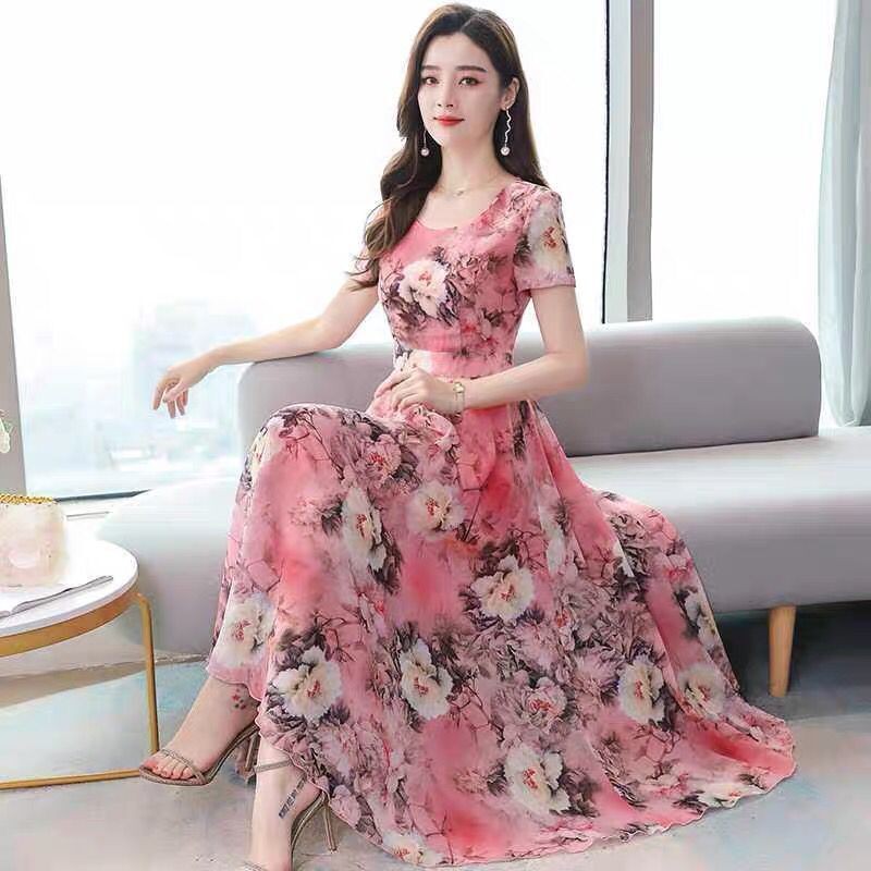 váy đầm dáng xoè۞✿Váy mới mùa hè nữ trung niên 35-45 dài quý phái bà mẹ voan 40 tuổi khí chất < | BigBuy360 - bigbuy360.vn