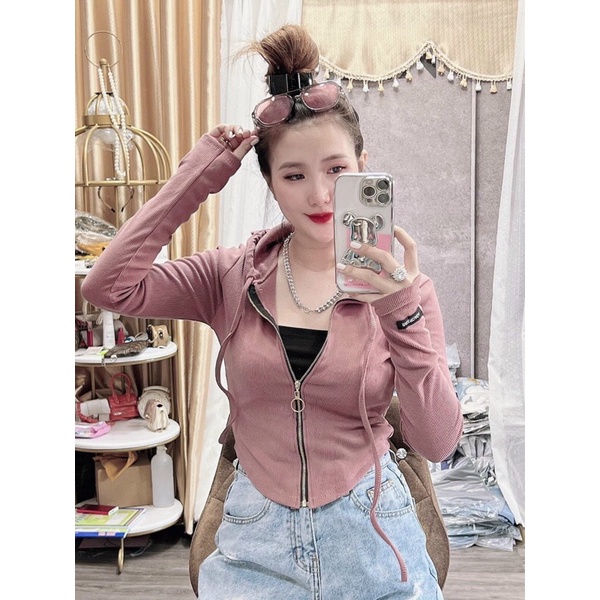 G05. 611. ÁO LEN TĂM CÓ MŨ DÀI TAY RÚT DÂY SIÊU HOT