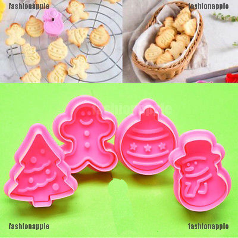 Bộ 4 khuôn làm bánh phong cách Giáng sinh đáng yêu