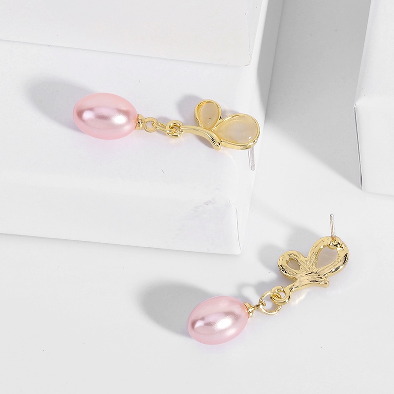 Khuyên tai Pinkdudu PD478 hợp kim hình bướm đính ngọc trai nhân tạo thanh lịch thời trang cho nữ