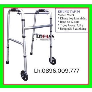 Khung Tập Đi Hợp Kim Nhôm Lucass Bánh To,Bánh Nhỏ W47-W79 - Khung Tập Đi