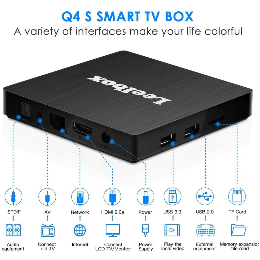 Android tivi box LEELBOX 4gb + 32gb + khiển G20 ( chuột analog + giọng nói)