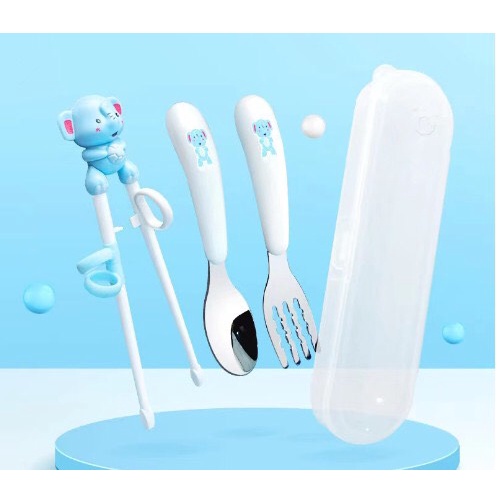 Bộ Thìa Nĩa Đũa Hình Gấu Dễ Thương Cho Bé Tập Ăn