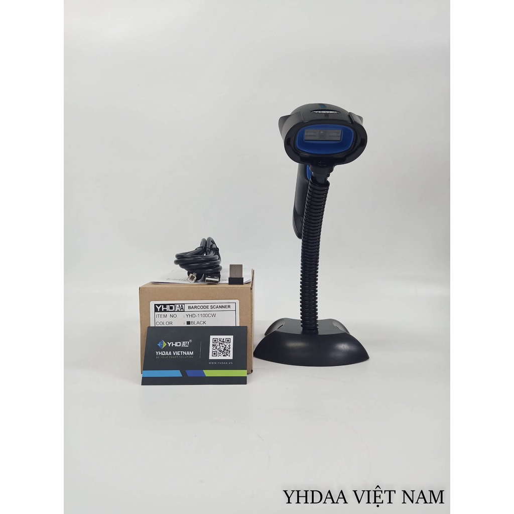 Máy bắn mã vạch không dây YHD-1100CW 1D, Máy Scan Barcode không dây kết nối đầu thu USB dùng trên Máy tính - không đế