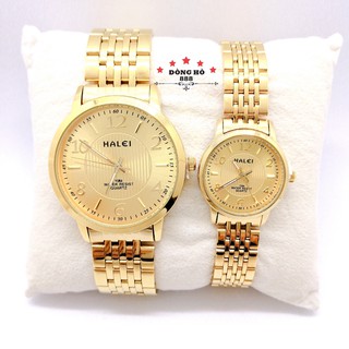 Đồng hồ nam nữ Halei máy Nhật chính hãng dây kim loại mạ không gỉ, chống xước, chống nước tuyệt đối mặt tròn 26mm HL484