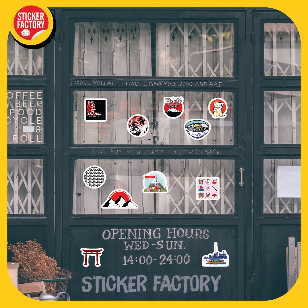 Nhật Bản Japan - hộp set 100 sticker decal hình dán nón bảo hiểm , laptop, xe máy, ô tô - STICKER FACTORY