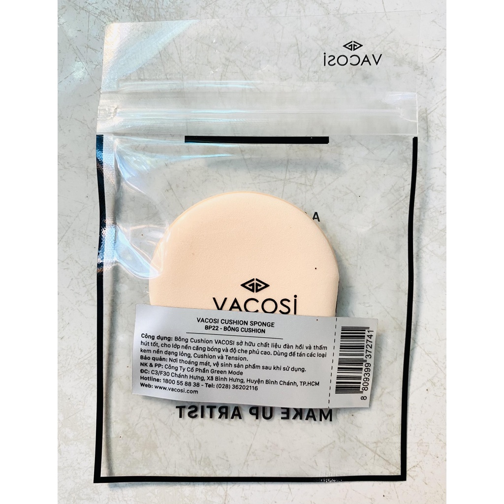 Bông Cushion tán kem nền dạng lỏng Vacosi Sponge BP22 (Túi 1 cái)