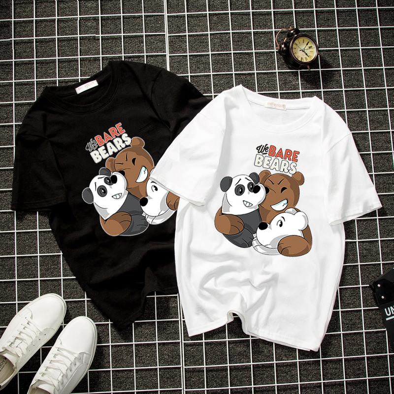 Áo thun unisex Hàn Quốc in 3 con gấu dễ thương vải dày mịn 2019T1049