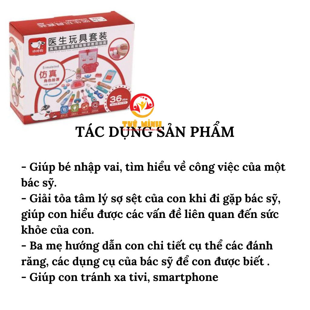 Bộ Đồ Chơi Bác Sỹ Gỗ Loại Đẹp Cho Bé Tập Làm Bác Sỹ