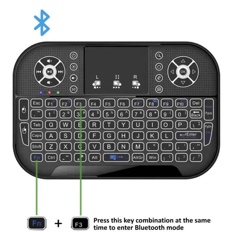 A8 Bàn Phím Bluetooth Mini 2.4G Hai Chế Độ 7 Màu Đèn Nền Cầm Tay Ván Trượt Ngón Tay Backlit Chuột Điều Khiển Từ Xa Dành Cho Windows Android tivi