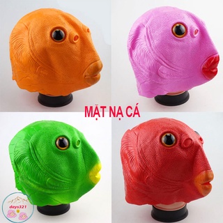 Mặt nạ da mềm trùm đầu hóa trang quái vật đầu cá xanh cá hồng cá cam hacker