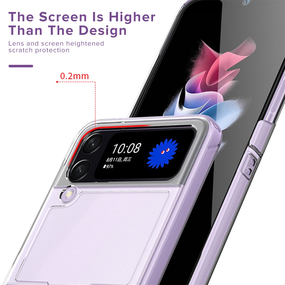 Ring Buckle Transparent Case For Samsung Galaxy Z Flip 4 5G Sumsung Samung ZFlip 4 ZFlip4 Z Flip4 4Flip Shockproof Cover Fundas